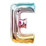 Kocen E Letter Balloons 16 inch Rainbow Letter Balloon Unicorn Party Foil Balloon pastel rainbow party decorations rainbow birthday decorations(16 inch Rainbow E)