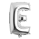 16" inch Single Silver Alphabet Letter Number Balloons Aluminum Hanging Foil Film Balloon Wedding Birthday Party Decoration Banner Air Mylar Balloons (16 inch Silver E)