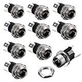 HiLetgo 10pcs DC Power Supply Jack Socket Female Panel Mount Connector 3-Pin 5.5 x 2.1mm