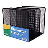 Artistic Contemporary Mesh Metal Desktop File Sorter for Neat and Organized Surfaces in Office, School, and Home, Black