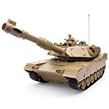 Bvrorere Remote Control Tank, US MIA2 Abrams Army Tank Toy, 1:28 Scale 9 Channels RC Tanks with Rotating Turret and Sound, Military Toys for Boys Kids Age 6 7 8 9