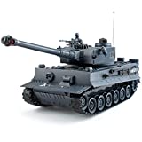 Rc Tanks,1:28 WW2 German Tiger Army Tank Toys for Boys,9 Channels Remote Control Vehicles with Sound and Light,RC Military Toys for Kids Boys Girls(Gray)