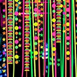 454ft Neon Streamers Paper Glow Party Garland Hanging Decorations UV Black Light Reactive Glow in the Dark Birthday Party Supplies Neon Stars Round Dot Banner Garland Wedding Fluorescent Party Kit