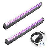 Black Light Bar 2 Pack, 10W 1ft USB Portable UV Led Blacklight Tube for Glow Party Supplies, Halloween Decorations, Urine Detection, Body Paint, Fluorescent Poster