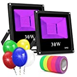 Black Light for Parties, 2 Pack 30W Led Flood Light Blacklight Bulbs for Fluorescent Neon Glow in The Dark Party Supplies Christmas Decoration, Blacklight Party Birthday Wedding Stage Lighting