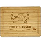 Customized New Home Housewarming Gift, Home Owner Couple Gift Ideas, Personalized Home Sweet Home Bamboo Cutting Board Present for First Home Buyer, Real Estate Engraved Gifts for New Home Buyer Gift