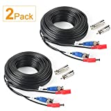 SHD 2Pack 50Feet BNC Vedio Power Cable Pre-Made Al-in-One Camera Video BNC Cable Wire Cord for Surveillance CCTV Security System with Connectors(BNC Female and BNC to RCA)