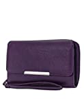 MUNDI Big Fat Wallet Womens RFID Blocking Clutch Organizer Removable Wristlet ((Purple))