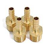 KOOTANS 4pcs 3/8" Hose Barb to 1/2 NPT Male Brass Quick Coupler Air M Type Fitting Quick-Connect Fitting