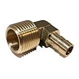 EDGE INDUSTRIAL 3/8" Hose ID to 1/2" Male NPT MNPT 90 Degree Elbow Brass Fitting Fuel / AIR / Water / Oil / Gas / WOG (Qty 01)