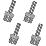 Horiznext NPT 1/2 thread x 3/8" hose barb fitting, Stainless Steel for Midwest Home brew and Wine making Supplies repair kit, Pack of 4