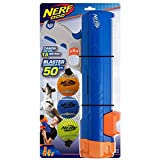 Nerf Dog Compact Tennis Ball Blaster Dog Toy, Great for Fetch, Hands-Free Reload, Launches up to 50 ft, Single Unit, Includes 3 Nerf Balls & Bag, Blue/Orange, Model: 5205