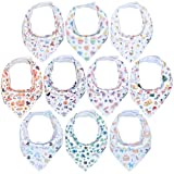 Diaper Squad 100% Organic Cotton Holiday Design 10-Pack Baby Drool Bandana Bibs for Boys and Girls, 10 Holidays