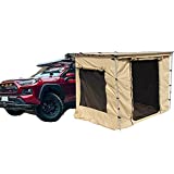 DANCHEL OUTDOOR Waterproof Vehicle Awning with Room for Camping, Rooftop Tent with Extend Shelter for Overland SUV,Truck,Vans (Khaki, 8.2x10ft with Floor)