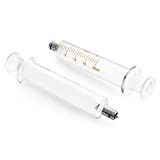 QWORK 2 Pack Luer Lock Reusable Glass Syringe with No Needle, 20ml
