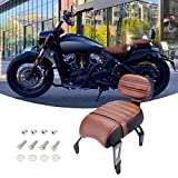 Passenger Seat Backrest, Leather Passenger Seat with Backrest Pad Fit Compatible with Indian Scout Bobber 2018-2022 Replace OEM Number: 2882853-LNA