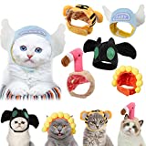 5 Pieces Cat Hat Cute Pet Hat Cartoon Hat Dog Cap with Sunflower Angel Flamingo Bat Tiger Styles Adjustable Party Cap Accessories Breathable Headwear for Cat Dog Kitten Puppy Pet