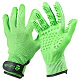 Handson Pet Grooming Gloves - #1 Ranked, Award Winning Daily Pet Hair Remover - Mitts for Gentle Deshedding, Bathing, and Massaging Cats, Dogs, Horses & Other Animals (Mono-Green, Medium)