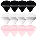 12 Pieces Pure Cotton Powder Puff Triangle Makeup Puff, Soft Velour Makeup Powder Puffs for Loose Powder Face Body Mineral Powder Foundation Contouring Cosmetic Makeup Tools