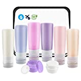 Travel Bottles TSA Approved, TCJJ 3oz BPA Free Silicone Travel Container, Leakproof Squeeze Travel Tube Cream Jars with Bag, Toiletry Bottle Set for Cosmetic Shampoo Conditioner Lotion Liquids (9 Pcs)