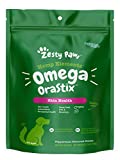Zesty Paws Omega OraStix for Dogs – Dental Sticks with Hemp Salmon Krill Oil Bone Broth Anti Itch Skin Coat Care Hip & Joint Health Heart Immune System Support Dog Tartar Teeth Cleaning 25oz