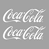 Retro Planet.com - Coca Cola Script Cut Out Vinyl Sticker Set of 2, Coca-Cola Classic Peel and Stick Decals, Fridge, Cooler, Laptop, Car Bumper (11.5 x 3.5 Inch, White)