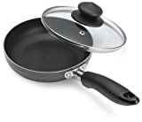 Bene Casa - Black Nonstick Aluminum Frying Pan with Glass Lid (6") - Dishwasher Safe for Easy Cleaning