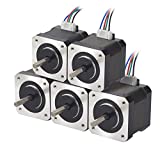 STEPPERONLINE 5PCS Nema 17 Stepper Motor 1.5A 12V 45Ncm (63.74oz.in)Â 4-Lead 39mm Body W/ 1m Cable and Connector for DIY CNC/ 3D Printer/Extruder