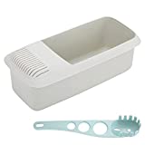 Rossiko Fields Microwave Pasta and Vegetable Cooker Steamer- Spaghetti Server with Strainer and Measurer - Complete with Pasta Fork - Dishwasher Safe Beige