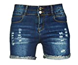 PHOENISING Women's Sexy Stretchy Fabric Hot Pants Distressed Denim Shorts, Size 2-16