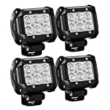 Nilight - 60001F-C LED Light Bar 4PCS 4 Inch 18W LED Bar 1260lm Flood Led Off Road Driving Lights Led Fog Lights Jeep Lighting LED Work Light for Van Camper SUV ATV ,2 Years Warranty