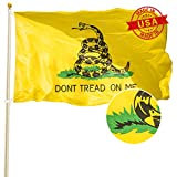 TOAUOT Gadsden Dont Tread on Me Flag 3x5ft Embroidered Image, Heavy Duty Nylon, Brass Grommets, Double Sewn for Indoor and Outdoor Use Libertarian Flags Home Decorations