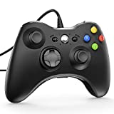 Wired Controller for Xbox 360, Wired Controller USB Gamepad Joypad Joystick PC Game Controller with Dual-Vbt and Trigger Buttons for Xbox 360 Slim PC Windows 7/8/10 (Black)