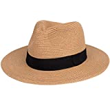 Maylisacc Straw Fedora Hats for Men Sun Hats for Men Panama Hat Men Sun Protection Foldable Summer Traveling Hats UPF50 Beach Straw Hat for Men & Women Summer Hat Men Beach Hat Wide Brim Hat Men