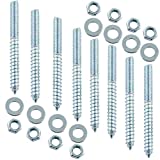 8 Pack 3/8-16 x 4 Inch Hanger Bolt Kit with Nuts and Washers Hanger Bolts for Wood Furniture