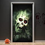 Scary Halloween Enter If You Dare Door Cover Decoration, Halloween Party Creepy Skeleton Ghost Decoration Supplies, Halloween Demon Warning Sign