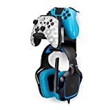 The UberAtlas Dual Game Controller & Headphone Stand Wall Mount Holder for Xbox ONE, Series X, PS5, PS4, PS3, Switch, STEELSERIES Gamepad & More, Stay Organized No Screws, by Brainwavz