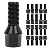 SCITOO M14x1.5 Wheel Bolt Lug Nuts 14x1.5 20 Pieces Black Shank Length 28mm Compatible with for Audi for Mercedes for VW