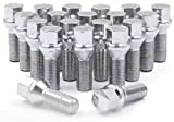 Wheel Accessories Parts Set of 20 Chrome 12x1.5 Lug Bolts Cone Seat Acorn 17mm Hex, 28 mm Shank Length, M12x1.50 Thread Conical Wheel Lug Bolt (20 Lugs, Chrome, 12 1.5)