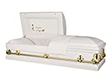 Titan Casket Orion Panel Collection (White & Gold, Mother) Handcrafted Funeral Casket - White & Gold with White Crepe Interior & 'Mother' Head Panel