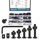 Glarks 120Pcs M6x15/20/25/30/35mm Black Hex Socket Cap Bolt and Barrel Nut Assortment Kit with a Allen Wrench for Crib Baby Bed Cots Furniture