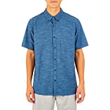 Hurley mens One and Only Textured Short Sleeve Up Button Down Shirt, Obsidian, X-Large US