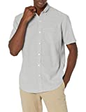 Amazon Essentials Men's Regular-Fit Short-Sleeve Pocket Oxford Shirt, Grey, Large