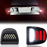 LED License Bumper Plate lights Tag Lamp with Red OLED Neon Tube Dome Tail lights Compatible with Chevy Silverado Suburban Tahoe GMC Sierra 1500 2500 3500 HD Escalade EXT, 6500K White, 2-Pieces
