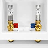 EFIELD Washing Machine Outlet Box with Center Drain 1/2-inch Push-Fit White, with Stainless Water Hammer Arrestor