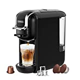 HiBREW 4 in 1 Espresso Machine for Capsule, 19 Bar Single Serve Espresso Machine, Compatible with Nespresso OriginalLine/K-Cup/Dolce Gusto Pod/Ground Coffee, Cold/Hot Brew, 20 oz, 1450W, H2A (Black)