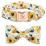 Elegant little tail Sunflower Print Dog Collar, Girl Dog Collar with Bow Adjustable Soft Bow tie Dog Collars for Small Dogs and Cats