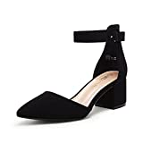 DREAM PAIRS Women's Annee Black Nubuck Low Heel Pump Shoes - 6 M US