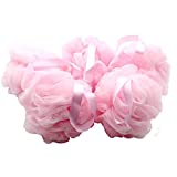 5Pack Pink Bath Sponge Shower Loofah Poufs Large Set - Soft Body Scrubber Exfoliating for Silky Skin - Mesh Poufs for Men and Women - Texture - Full Cleanse & Lather, XL 75g/Pcs