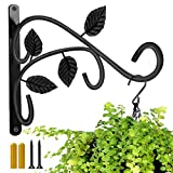 Hanging Plant Bracket, JUNBEI 12 Inches Wall Mount Hanging Plant Hook, Rust-Resistant Decorative Metal Plant Hanger for Hanging Plant Flower Lantern Bird Feeder Wind Chimes (Set of 1)